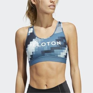 NWT PELOTON x ADIDAS Digi Motion Heat.Rdy Believe This Sport Bra Blue Size Med